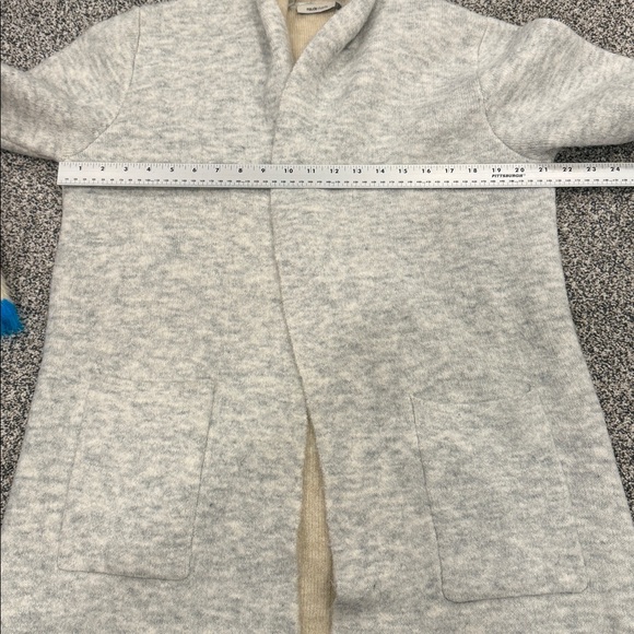 Anthropologie Maude Vivante Cozy Gray Open Cardigan Sweater Colorful Wrist Sz L - Picture 11 of 11